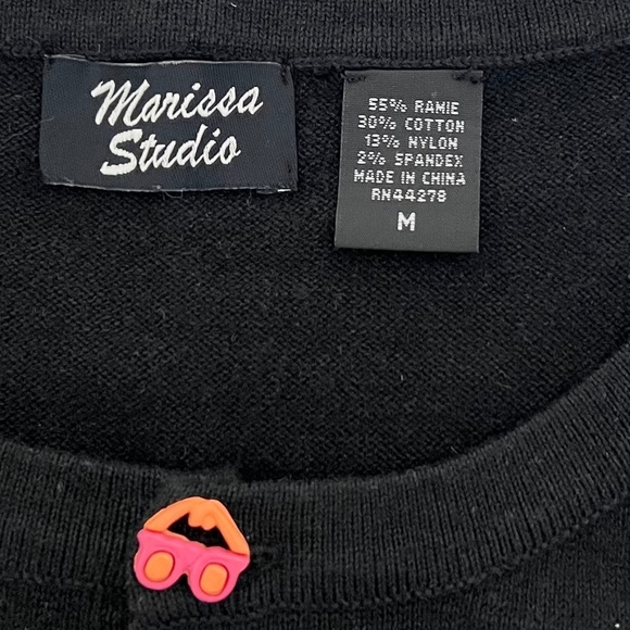 Marissa Studios Black Flip Flop Sequins Cardigan Sweater M - Picture 9 of 9